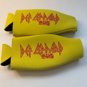 Def Leppard Yellow 2 bottle Koozies Pair with Red Logo